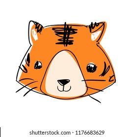 Hand Drawn Cute Tiger Vector Illustration