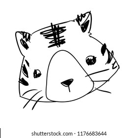 Hand Drawn Cute Tiger Vector Illustration