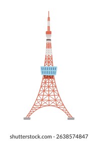 Hand drawn cute Tokyo Tower illustration