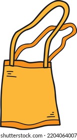 Hand Drawn cute Tote canvas bag illustration isolated on background