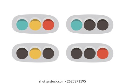 Conjunto de ilustración de semáforo lindo dibujado a mano
