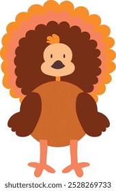 Hand drawn cute turkey vector clipart isolated on white. Thanksgiving day. Stock illustration. 