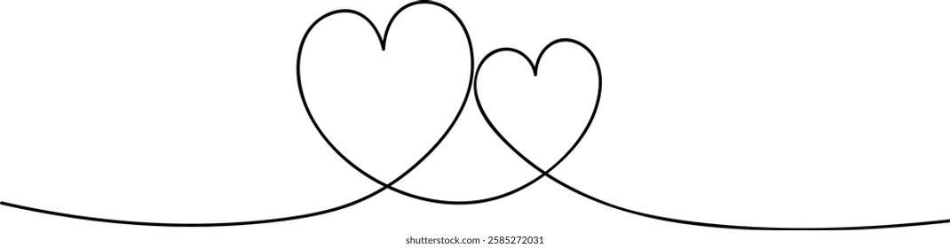 Hand drawn cute two hearts on a transparent background. Vector illustration, eps 10.	