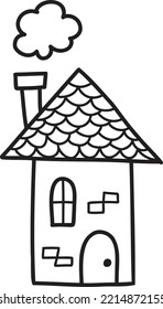 Hand Drawn cute two storey vintage house illustration isolated on background