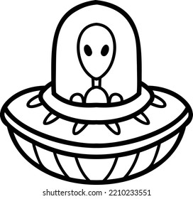 Hand Drawn cute ufo illustration isolated on background