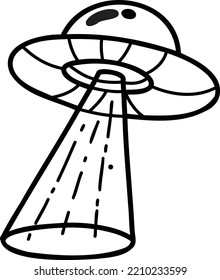 Hand Drawn cute ufo illustration isolated on background