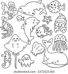hand drawn cute under the sea design.
