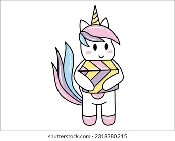 Hand drawn Cute Unicorn Cartoon illustration