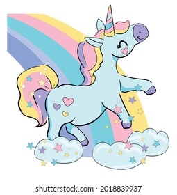 Hand Drawn Cute Unicorn Fairy Rainbow Stock Vector (Royalty Free ...