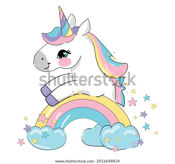 Hand Drawn Cute Unicorn Horse Vector Stock Vector (Royalty Free ...