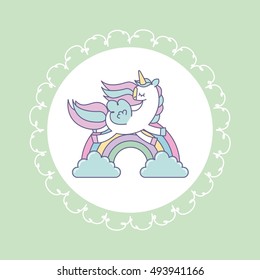 hand drawn cute unicorn icon vector illustration design