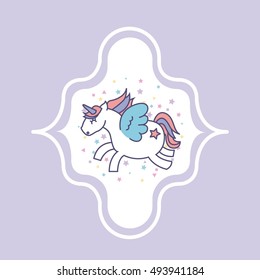 hand drawn cute unicorn icon vector illustration design