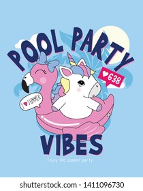 Hand drawn cute unicorn illustration for t shirt printing