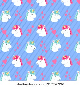 Hand drawn cute unicorn pattern