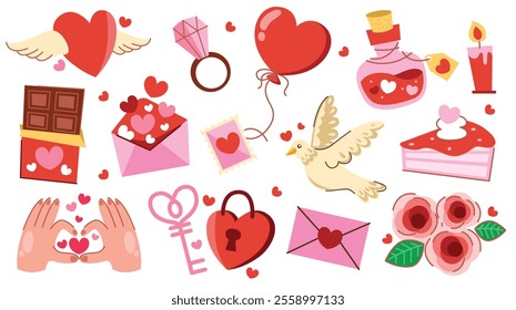 Hand drawn cute valentine element vector illustration