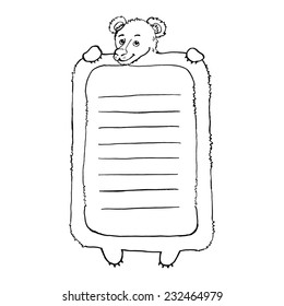 Hand Drawn  Cute Vector Bear To Do List