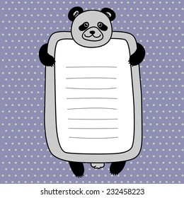 Hand Drawn  Cute Vector Panda To Do List