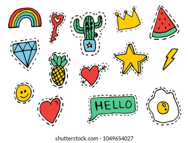 Hand drawn cute vector stickers