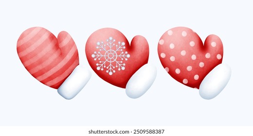 Hand drawn cute watercolor glove in pastel colors perfect for winter fashion art and cozy decor. This delicate illustration captures the warmth of a glove with a whimsical and artistic design.