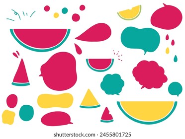 Hand drawn cute watermelon background material set