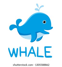 Hand drawn cute whale vector illustration. 