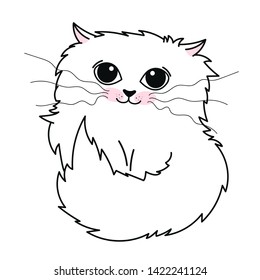 Hand drawn cute white cat