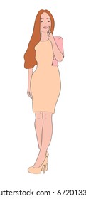 hand drawn cute woman vector illustration.