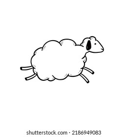 Mano dibujó lindas ovejas de lana. Estilo de dibujo de Doodle. Icono de línea de dibujo de ovejas simples. Ilustración vectorial aislada.