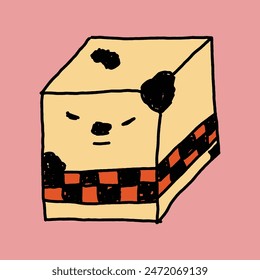 Handgezeichnete niedliche Y2K-Box-Zeichen-Illustration