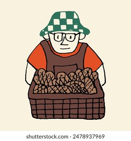 hand drawn cute y2k bread maker illustration