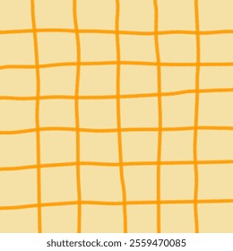 Hand drawn cute yellow grid pattern.