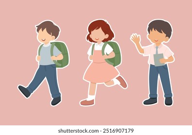 Hand drawn cute young student character Vector illustrations