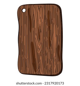 Hand drawn cutting rectangular wooden board. Barbecue serving board. Kitchen utensils sketch. Engraving style. Vintage vector illustration. Design for menu, cafe or restaurant