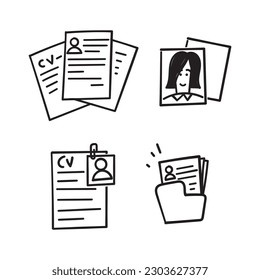 hand drawn cv resume document related illustration