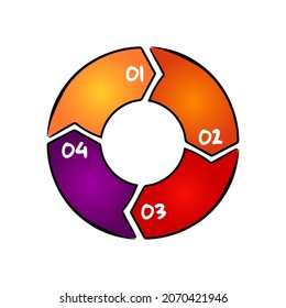 Hand drawn cycle diagram chart, 4 steps processes with numbers