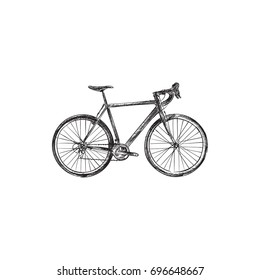 Hand Drawn Cyclocross Drive Sketch Symbol. Vector Exercise Riding Element In Trendy Style.