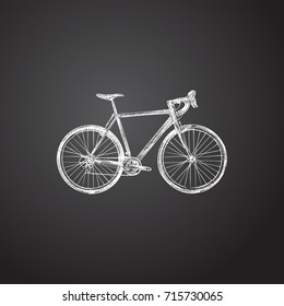 Hand Drawn Cyclocross Drive Sketch Symbol. Vector Exercise Riding Element In Trendy Style.