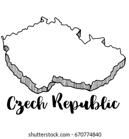 Hand drawn of Czech Republic map, vector illustration