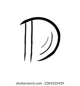 Hand drawn d letter font style for decorative, poster, logo.