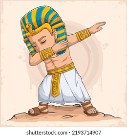 Hand drawn Dabbing Egyptian pharaoh character, ancient character ruler doing dab dance movement 