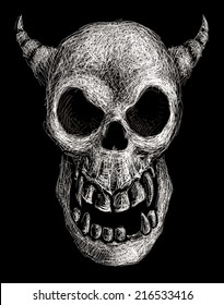 Hand drawn daemon skull. Eps8. Organized by layers. Gradients free.