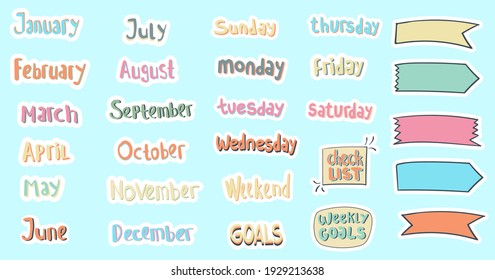 Hand Drawn Daily And Monthly Stickers Planner