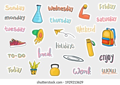 Hand Drawn Daily Stickers Planner