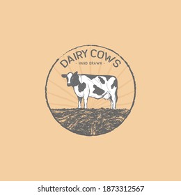 hand drawn dairy cows design