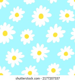 Hand drawn daisies flower seamless background