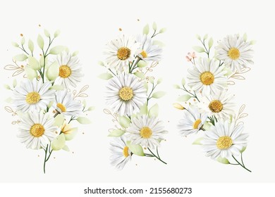 hand drawn daisy floral bouquet background design