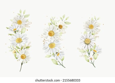 diseño de fondo de ramo floral de margarita dibujado a mano