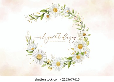 Hand Drawn Daisy Floral Wreath Background Design