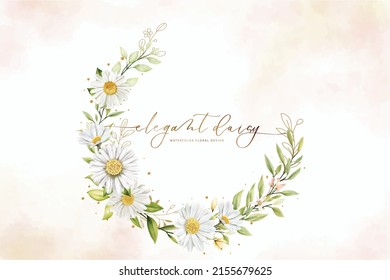 Hand Drawn Daisy Floral Wreath Background Design