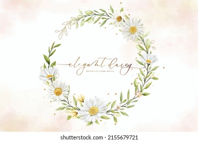 Hand Drawn Daisy Floral Wreath Background Design